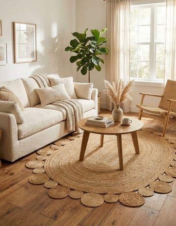Natural Handmade Braided Jute Oval Rug