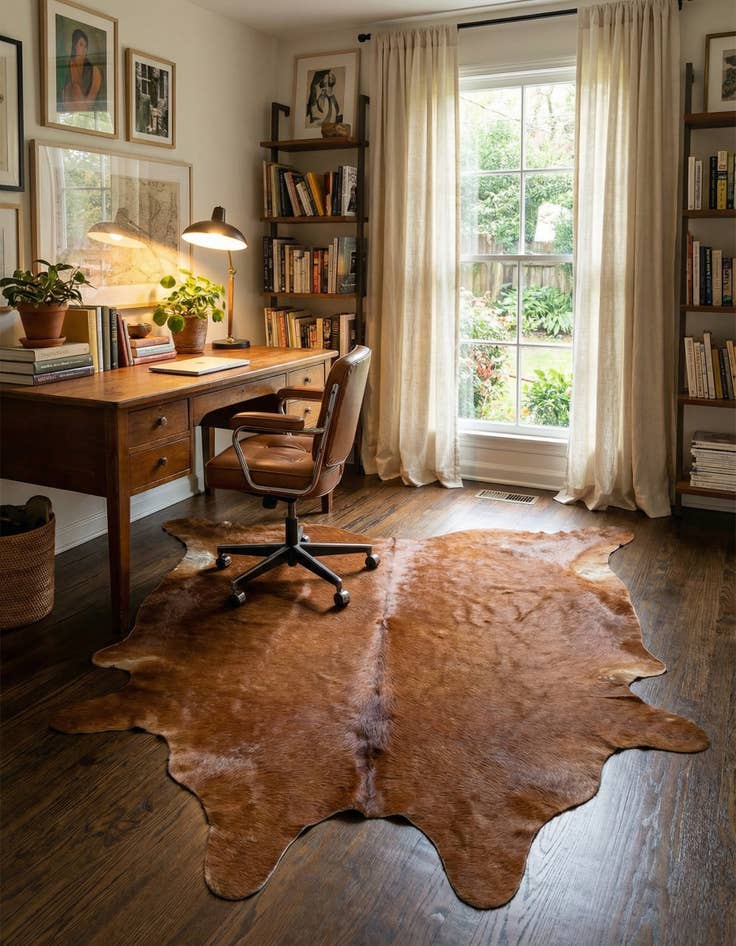 Detail image of 5' 8 x 7' 1 Cowhide Leather Rug