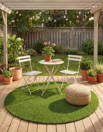 5' x 5' Easy-Clean Grass Indoor / Outdoor Round Rug