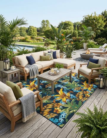 10' x 14' 2 Easy-Clean Botanical Indoor / Outdoor Rug
