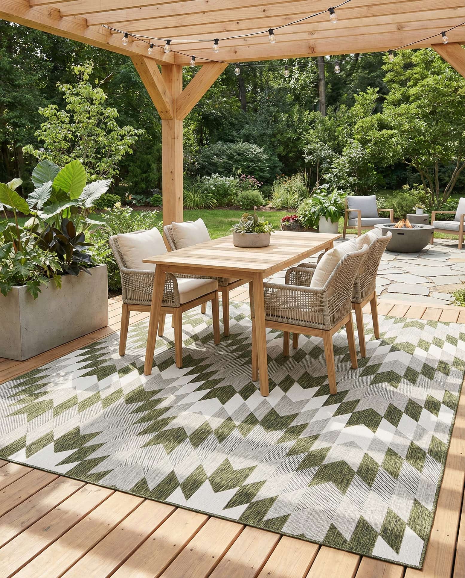 10' x 10' Easy-Clean Modern Indoor / Outdoor Square Rug