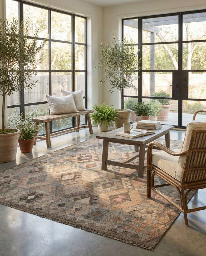 5' 8 x 7' 11 Hand Knotted Kilim Maymana Wool Rug