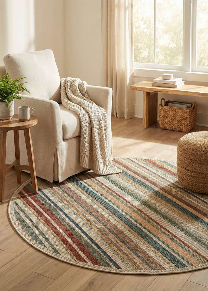 6' x 6' Easy-Clean Baja Indoor / Outdoor Round Rug