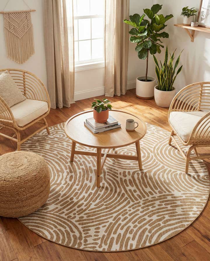 7' 10 x 7' 10 Easy-Clean Modern Indoor / Outdoor Round Rug