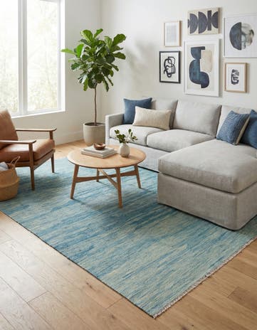 5' 6 x 8' Hand Woven Kilim Modern Wool Rug