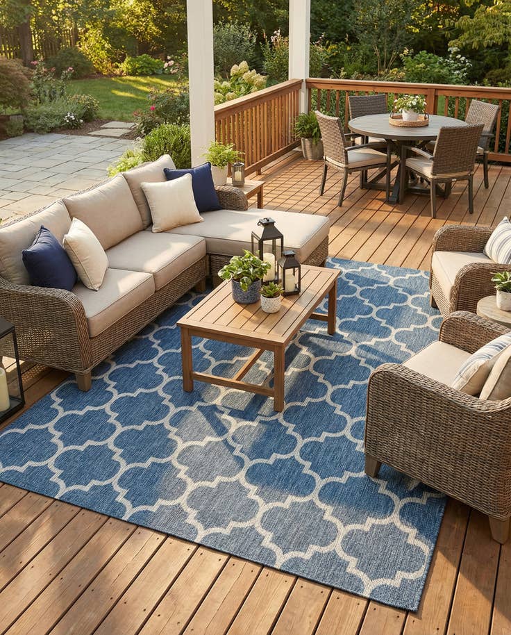 Detail image of 7' 10 x 11' Easy-Clean Lattice Indoor / Outdoor Rug