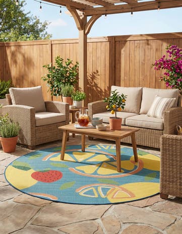 7' 10 x 7' 10 Easy-Clean Baja Indoor / Outdoor Round Rug