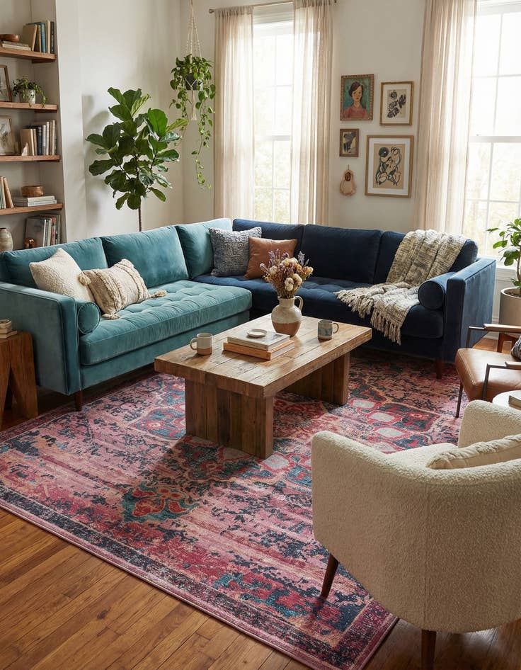 Detail image of  9' 2 x 12'  Washable Francesca Rug