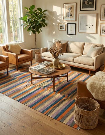 6' 10 x 9' 9 Hand Woven Kilim Modern Wool Rug