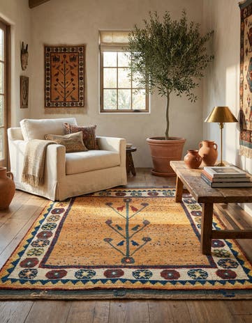3' 8 x 5' 2 Gabbeh Wool Rug