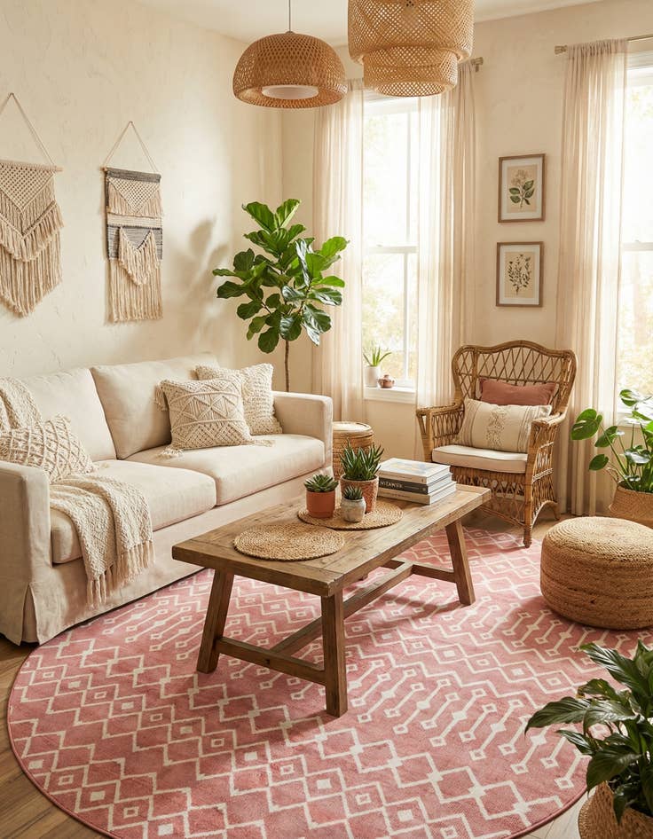 Detail image of  8' x 10' Bohemian Trellis Oval Rug