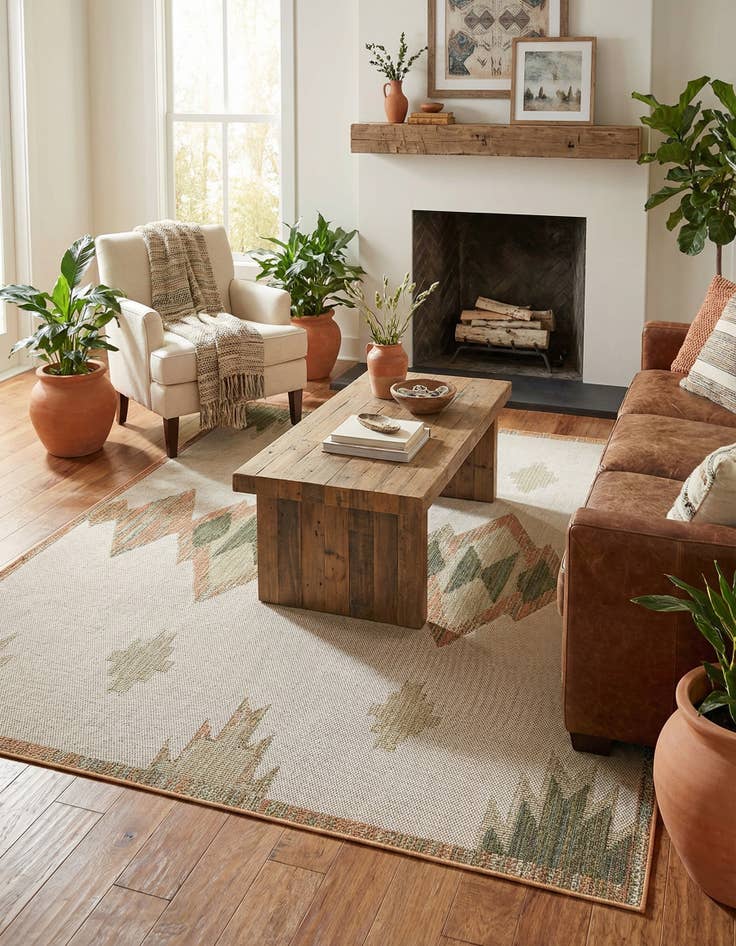 Detail image of 7' 10 x 7' 10  Washable Baja Indoor / Outdoor Square Rug