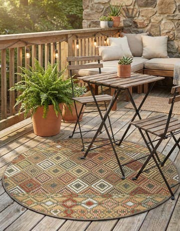 Easy-Clean Baja Indoor / Outdoor Round Rug
