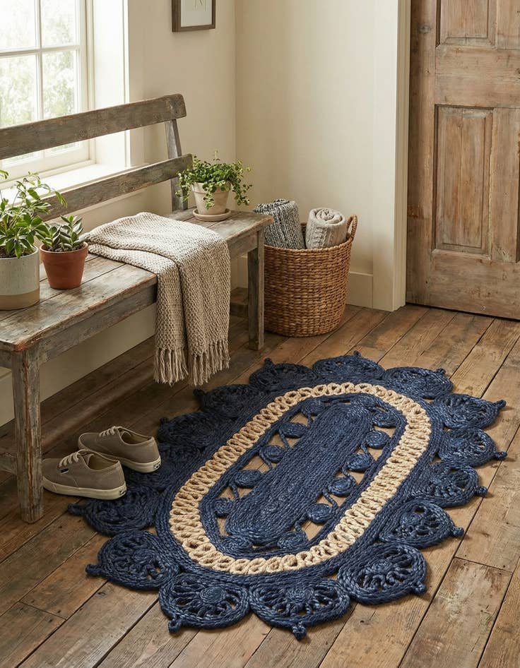 Detail image of  2' x 3' 1  Hand Braided Jute Oval Rug