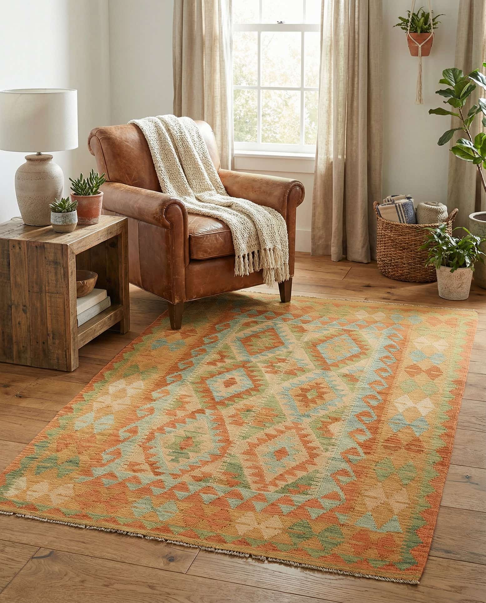3' 2 x 5' Hand Woven Kilim Waziri Wool Rug