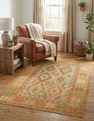 3' 2 x 5' Hand Woven Kilim Waziri Wool Rug