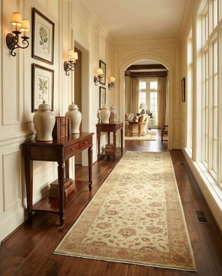Detail image of 4' x 16' 2 Hand Knotted Peshawar Ziegler Runner Rug