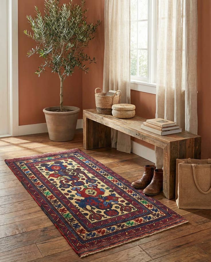 Detail image of 2' 11 x 4' 3 Hand Knotted Sumak Wool Rug