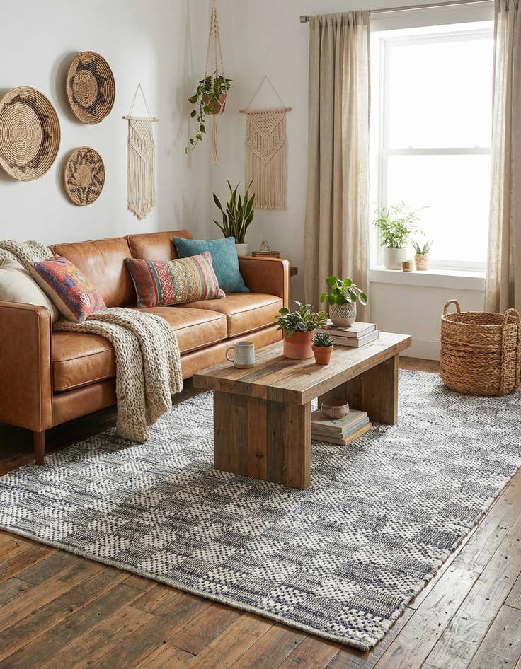 Detail image of 6' 1 x 9'  Hand Woven Chindi Cotton Rug