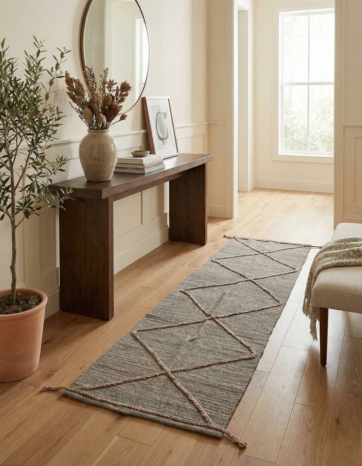 Detail image of 2' x 7' 10  Hand Woven Kilim Modern Wool Runner Rug