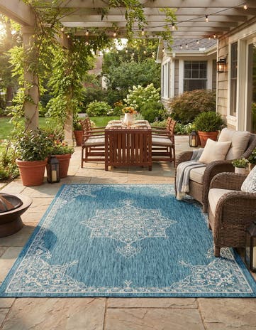 7' 10 x 11' Easy-Clean Traditional Indoor / Outdoor Rug