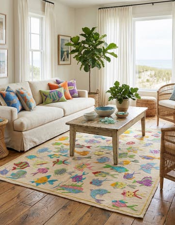 4' 2 x 6' 7 Hand Woven Kilim Suzani Wool Rug