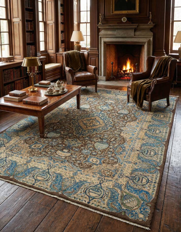 Detail image of  9' 8 x 12' 7  Hand Knotted Kashmar Persian Wool Rug