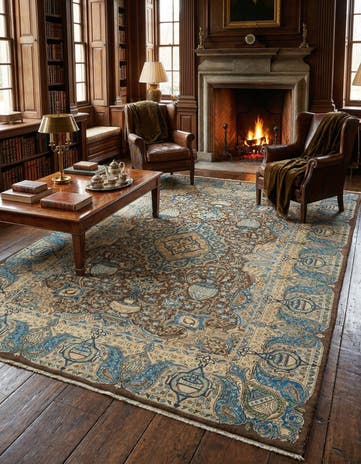 9' 8 x 12' 7 Hand Knotted Kashmar Persian Wool Rug