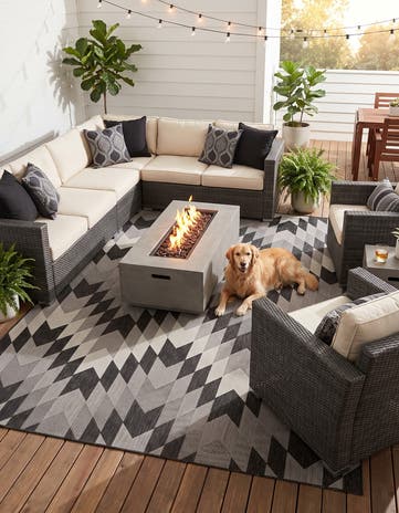 9' x 12' Easy-Clean Modern Indoor / Outdoor Rug