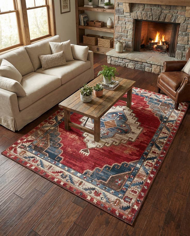 Detail image of 5' x 7' Easy-Clean Traditional Indoor / Outdoor Rug
