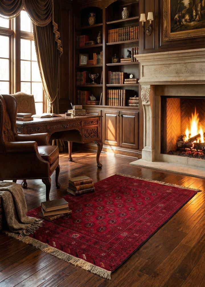 4' 1 x 6' 1 Hand Knotted Afghan Akhche Wool Rug