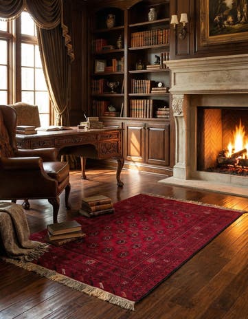4' 1 x 6' 1 Hand Knotted Afghan Akhche Wool Rug