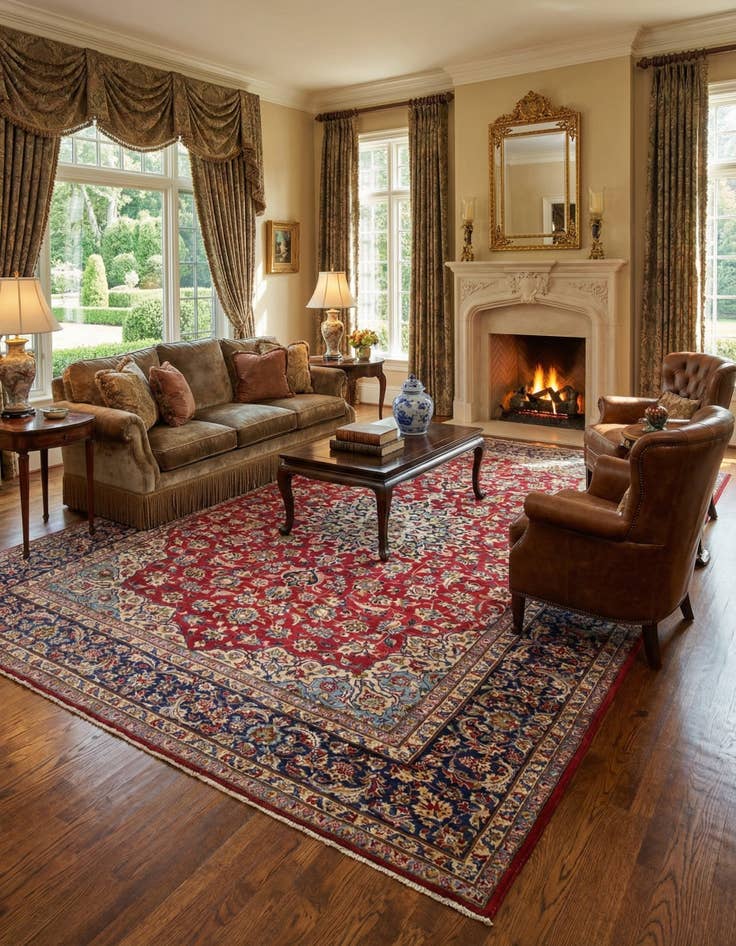 Detail image of 10' x 13' 4  Hand Knotted Isfahan Persian Wool Rug