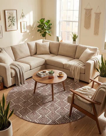 Dusty Rose Eco Trellis Round Rug