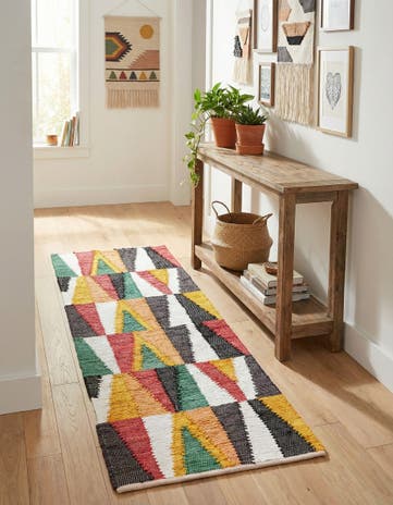 2' x 6' 1 Hand Braided Chindi Cotton Runner Rug