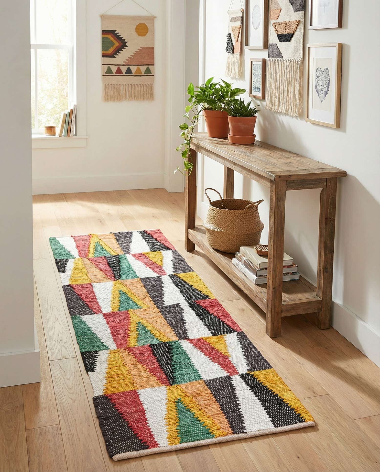 2' x 6' 1 Hand Braided Chindi Cotton Runner Rug