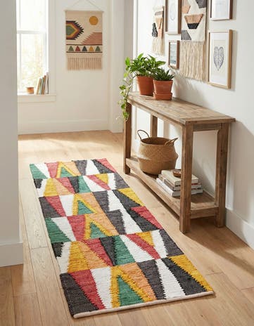 2' x 6' 1 Hand Braided Chindi Cotton Runner Rug