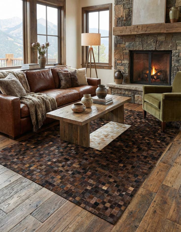 Detail image of 5' 1 x 8' Cowhide Stocks Rug