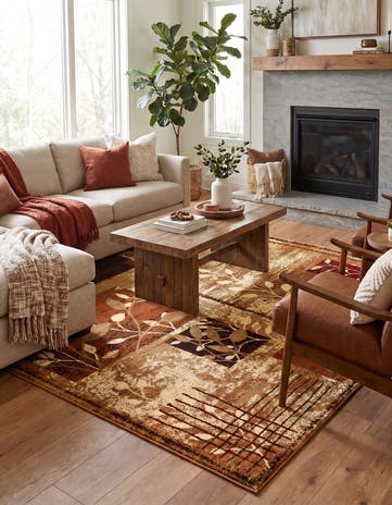 Beige Cafe Square Rug