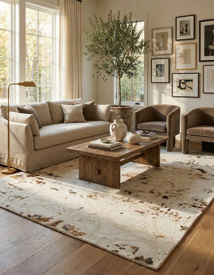 Detail image of 7' x 8' 2  Hand Knotted Ultra Vintage Persian Wool Square Rug