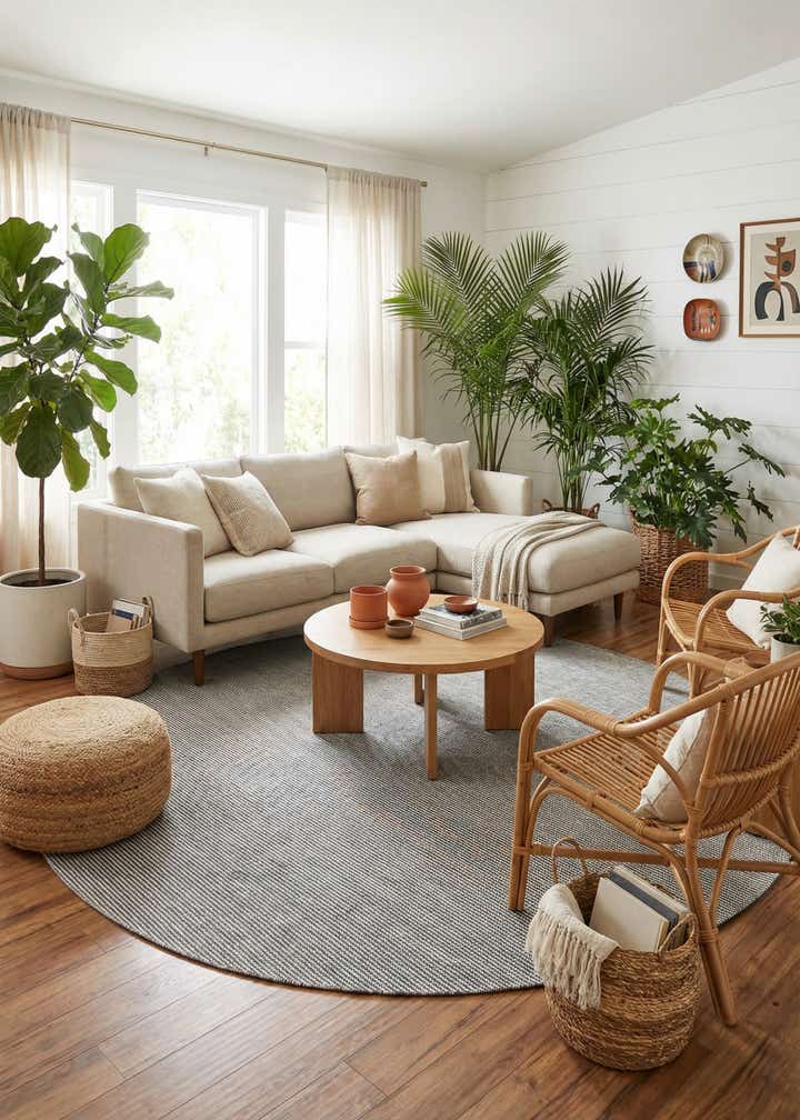 7' 10 x 7' 10 Easy-Clean Jill Zarin Palm Springs Indoor / Outdoor Round Rug