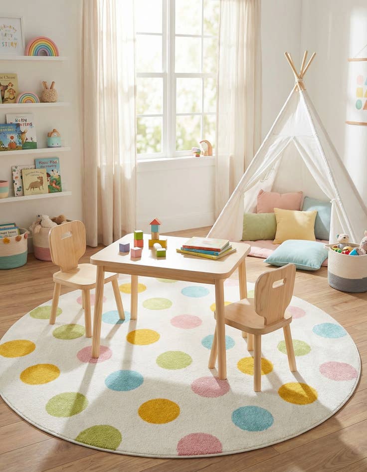 Detail image of 7' 10 x 7' 10 Whimsy Kids Round Rug