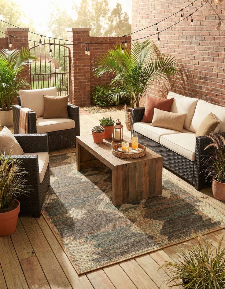 Detail image of 5' 3 x 7' 7  Washable Baja Indoor / Outdoor Rug