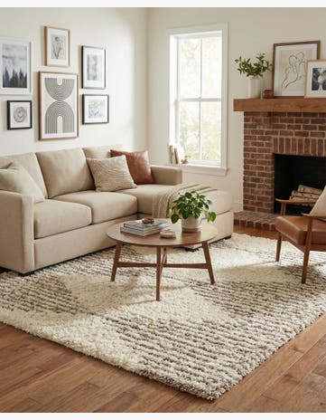 Pearl and Khaki Infinity Shag Square Rug