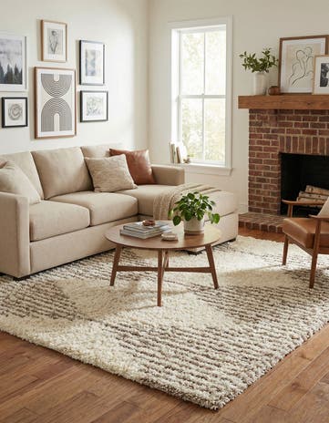 Pearl and Khaki Infinity Shag Square Rug