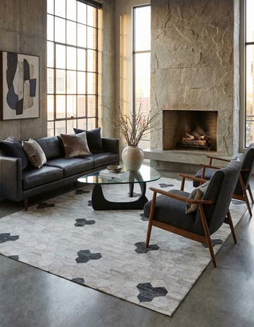 5' 2 x 7' 10 Cowhide Rug