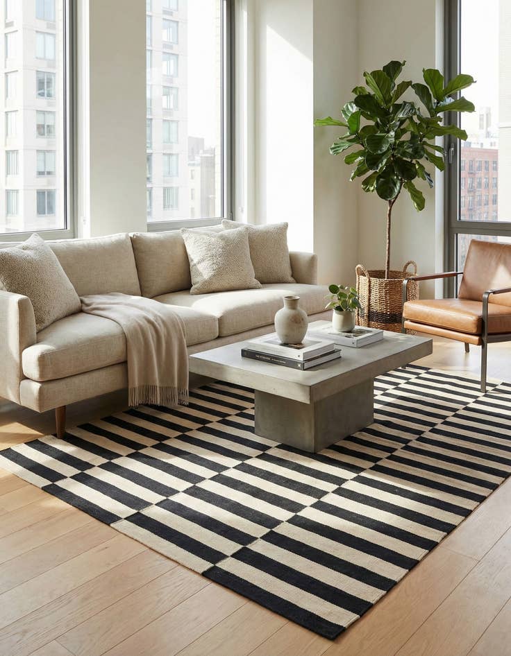 Detail image of 5' 8 x 7' 10  Hand Woven Kilim Modern Wool Rug