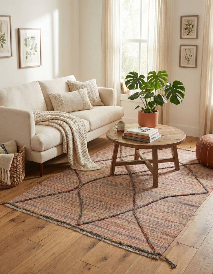 Detail image of  4' 9 x 6' 4  Hand Knotted Moroccan Wool Rug