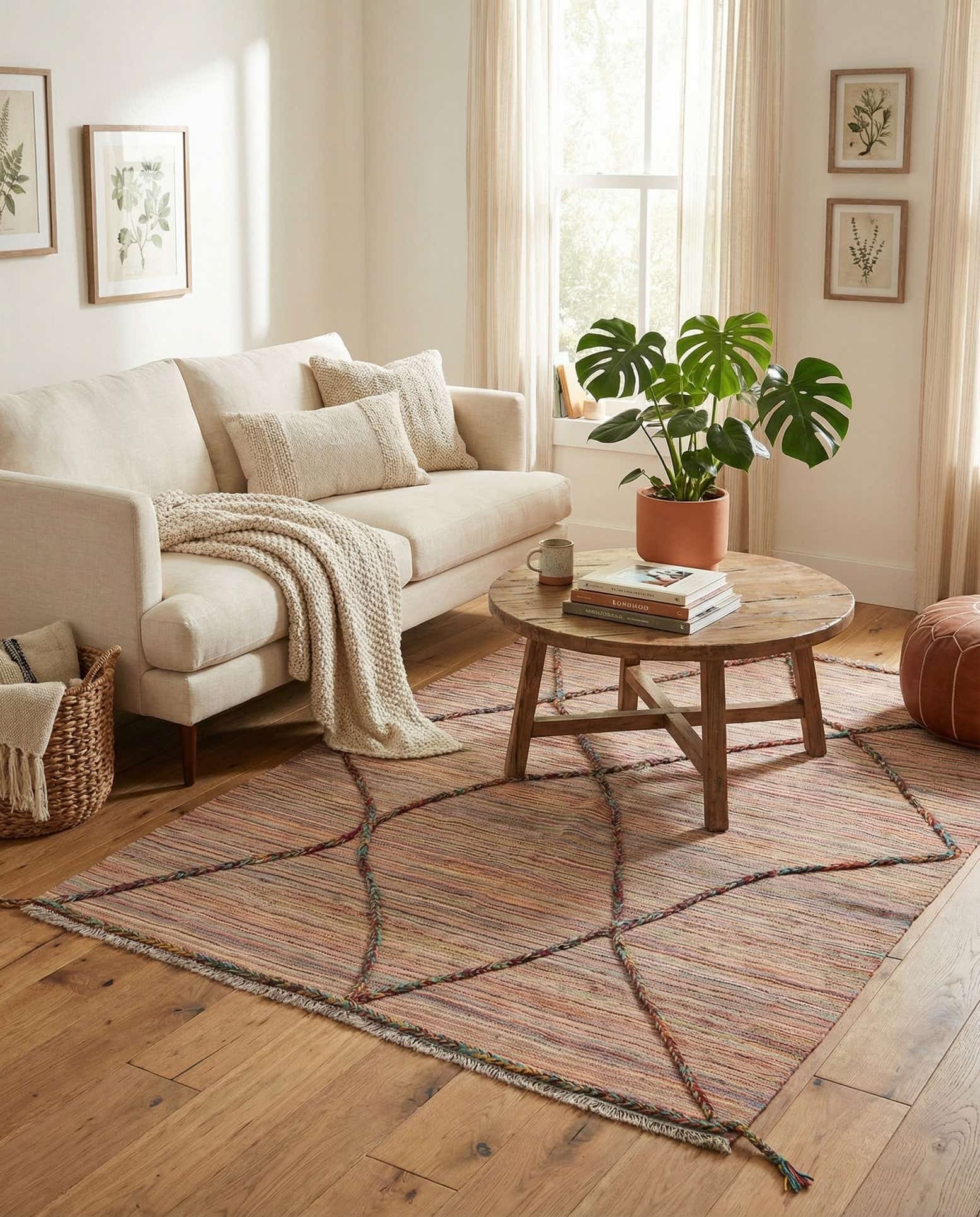 4' 9 x 6' 4 Hand Knotted Moroccan Wool Rug
