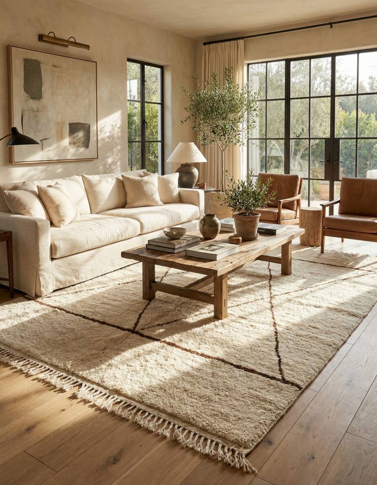 Detail image of  6' 10 x 9' 2  Hand Knotted Moroccan Wool Rug